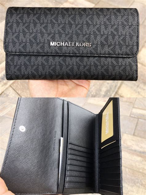 michael kors jet set logo checkbook wallet|Michael Kors large trifold wallet.